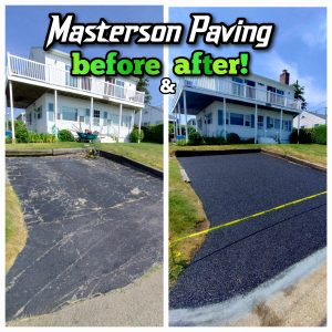 show before and after asphalt driveway paving in Woonsocket